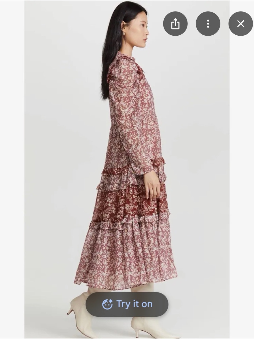 En Saison Layered Floral Maxi Dress in Mauve and Rose - Picture 3 of 5